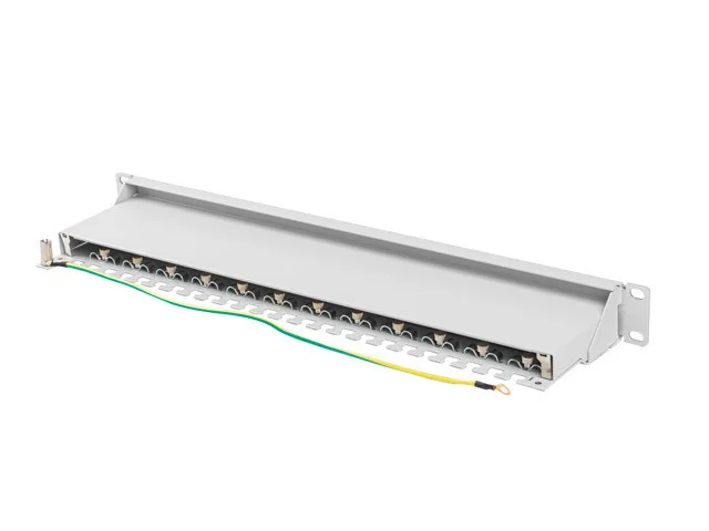 PATCH PANEL 24 PORTŮ 1U 19" CAT.7 FTP STÍNĚNÝ ŠEDÝ