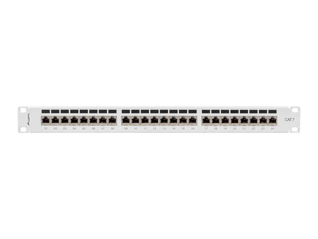 PATCH PANEL 24 PORTŮ 1U 19" CAT.7 FTP STÍNĚNÝ ŠEDÝ