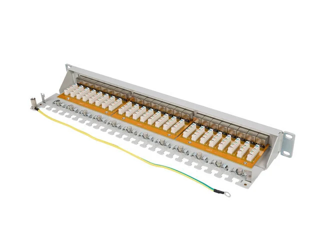 PATCH PANEL 24 PORTŮ 1U 19" CAT.7 FTP STÍNĚNÝ ŠEDÝ