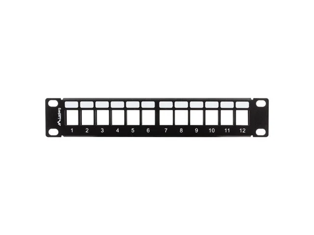 PATCH PANEL 12 PORTŮ 1U S ORGANIZÉREM PRO KEYSTONE MODULY ČERNÝ