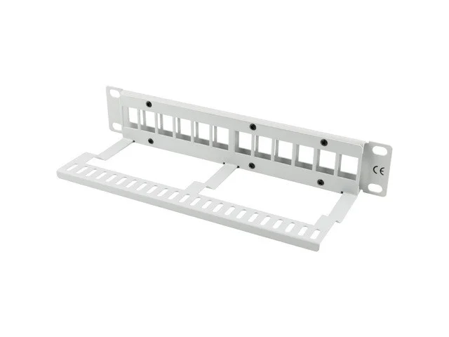 PATCH PANEL 12 PORTŮ 1U S ORGANIZÉREM PRO KEYSTONE MODULY ŠEDÝ
