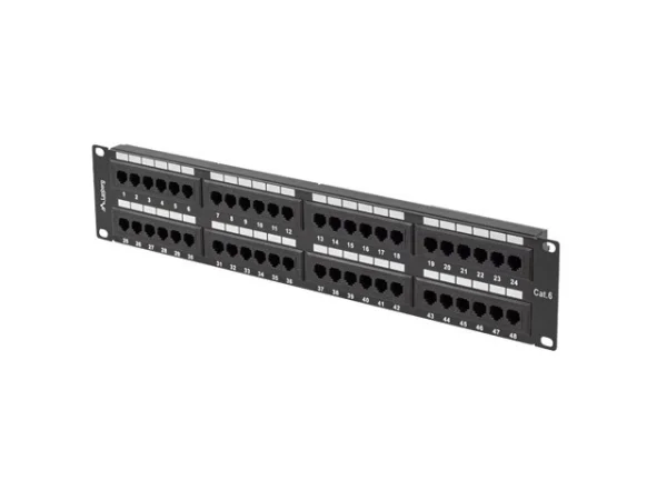 PATCH PANEL 48 PORTŮ 2U 19" CAT.6 UTP ČERNÝ