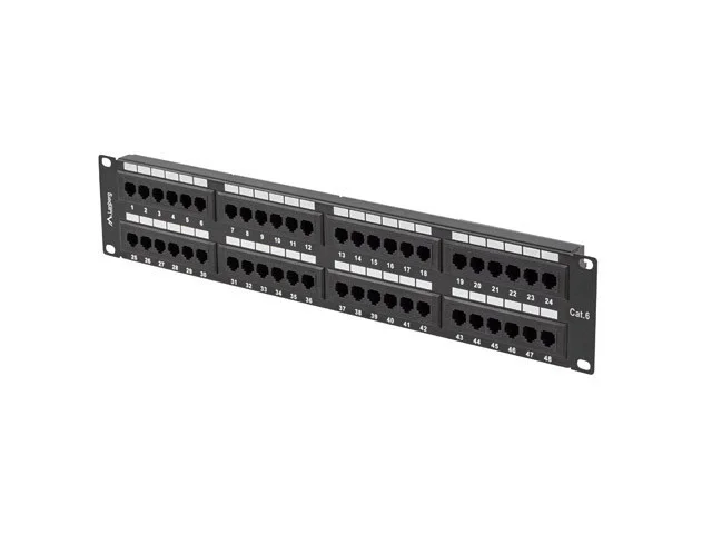 PATCH PANEL 48 PORTŮ 2U 19" CAT.6 UTP ČERNÝ