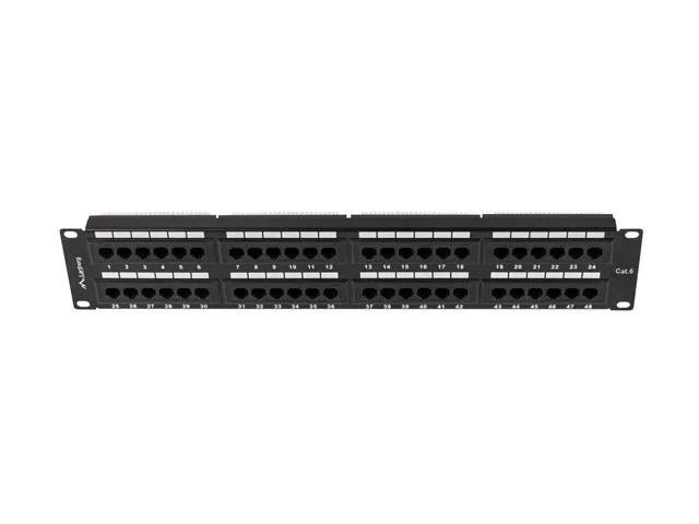 PATCH PANEL 48 PORTŮ 2U 19" CAT.6 UTP ČERNÝ