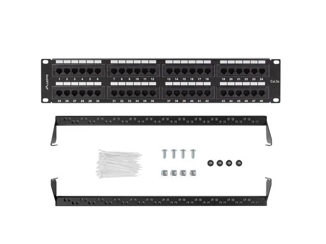 PATCH PANEL 48 PORTŮ 2U 19" CAT.5E UTP ČERNÝ