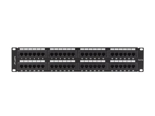 PATCH PANEL 48 PORTŮ 2U 19" CAT.5E UTP ČERNÝ