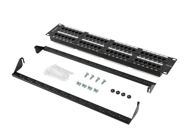 PATCH PANEL 48 PORTŮ 2U 19" CAT.5E UTP ČERNÝ