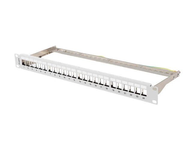 PATCH PANEL PRÁZDNÝ 24 PORTŮ 1U 19" FTP PRO MODULY KEYSTONE ŠEDÝ