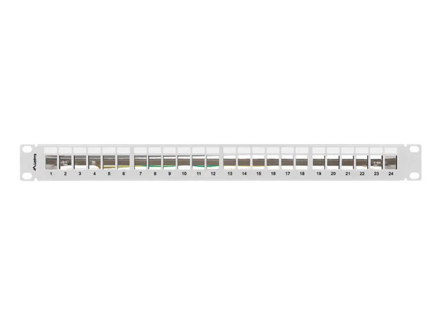 PATCH PANEL PRÁZDNÝ 24 PORTŮ 1U 19" FTP PRO MODULY KEYSTONE ŠEDÝ