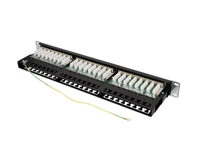 PATCH PANEL 48 PORTŮ 1U 19" CAT.5E FTP STÍNĚNÝ ČERNÝ