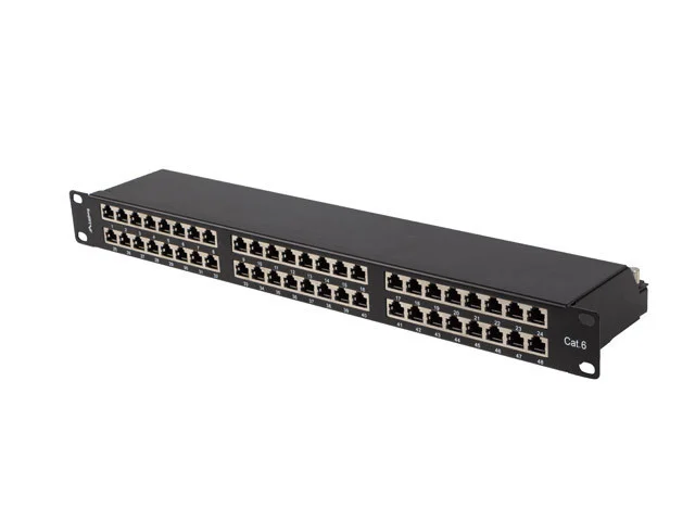 PATCH PANEL 48 PORTŮ 1U 19" CAT.6 FTP STÍNĚNÝ ČERNÝ