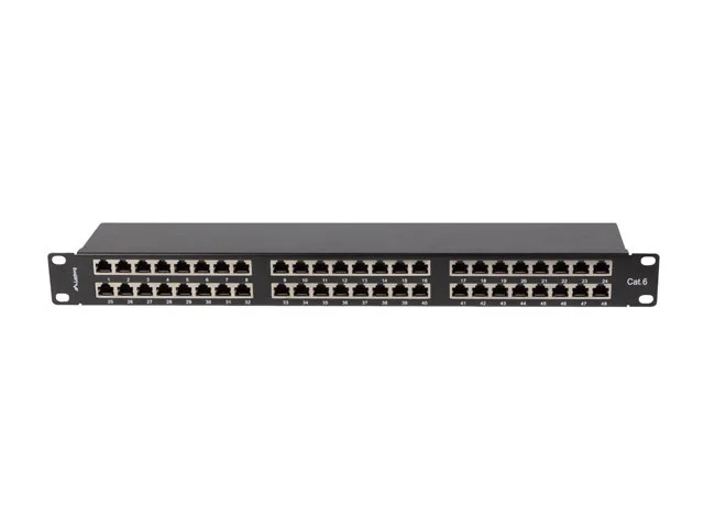 PATCH PANEL 48 PORTŮ 1U 19" CAT.6 FTP STÍNĚNÝ ČERNÝ