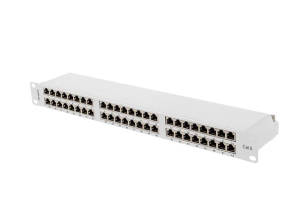 PATCH PANEL 48 PORTŮ 1U 19" CAT.6 FTP STÍNĚNÝ ŠEDÝ