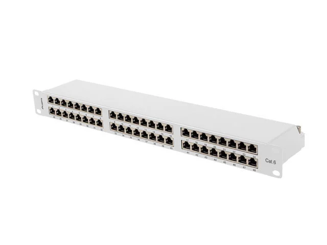 PATCH PANEL 48 PORTŮ 1U 19" CAT.6 FTP STÍNĚNÝ ŠEDÝ