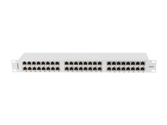PATCH PANEL 48 PORTŮ 1U 19" CAT.6 FTP STÍNĚNÝ ŠEDÝ