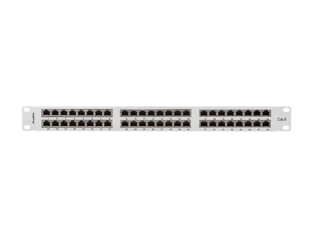 PATCH PANEL 48 PORTŮ 1U 19" CAT.6 FTP STÍNĚNÝ ŠEDÝ