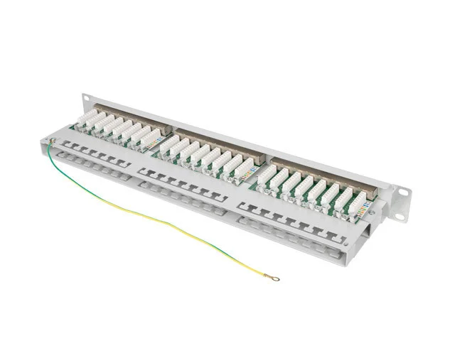 PATCH PANEL 48 PORTŮ 1U 19" CAT.6 FTP STÍNĚNÝ ŠEDÝ