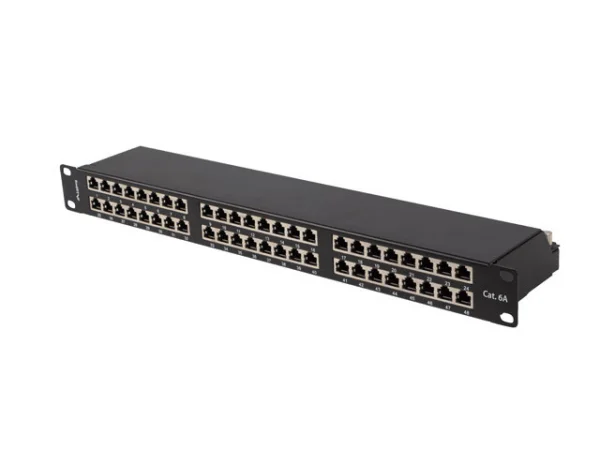 PATCH PANEL 48 PORTŮ 1U 19" CAT.6A FTP STÍNĚNÝ ČERNÝ