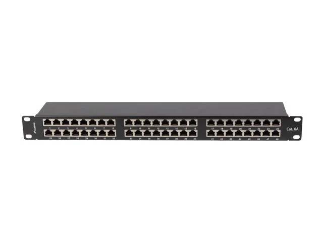 PATCH PANEL 48 PORTŮ 1U 19" CAT.6A FTP STÍNĚNÝ ČERNÝ