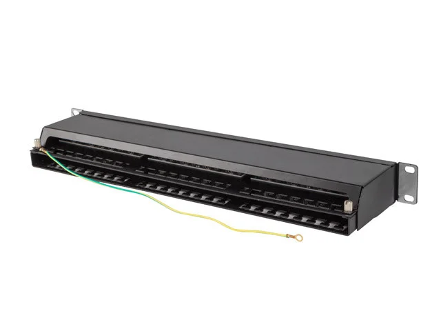 PATCH PANEL 48 PORTŮ 1U 19" CAT.6A FTP STÍNĚNÝ ČERNÝ