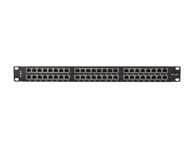 PATCH PANEL 48 PORTŮ 1U 19" CAT.6A FTP STÍNĚNÝ ČERNÝ