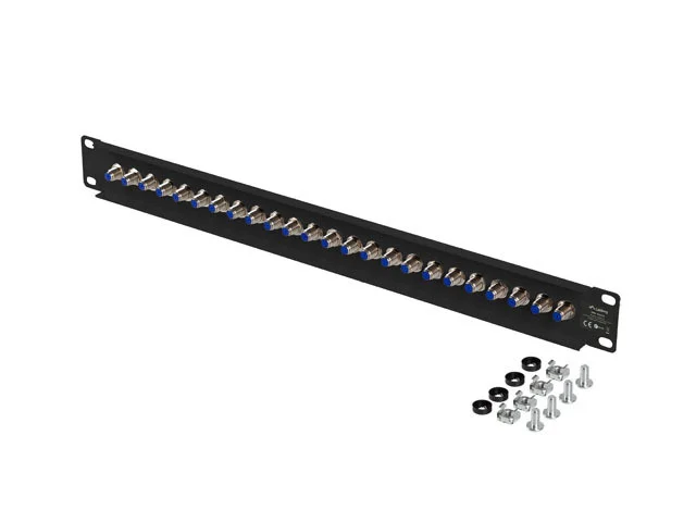 PATCH PANEL 24 PORTŮ 1U S KONEKTOREM TYPU F ČERNÝ