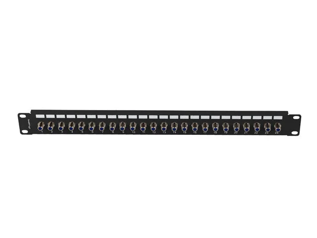 PATCH PANEL 24 PORTŮ 1U S KONEKTOREM TYPU F ČERNÝ