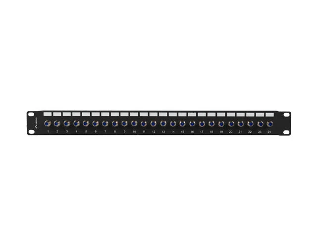 PATCH PANEL 24 PORTŮ 1U S KONEKTOREM TYPU F ČERNÝ