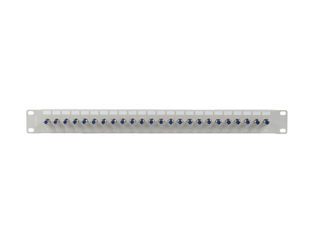 PATCH PANEL 24 PORTŮ 1U S KONEKTOREM TYPU F ŠEDÝ