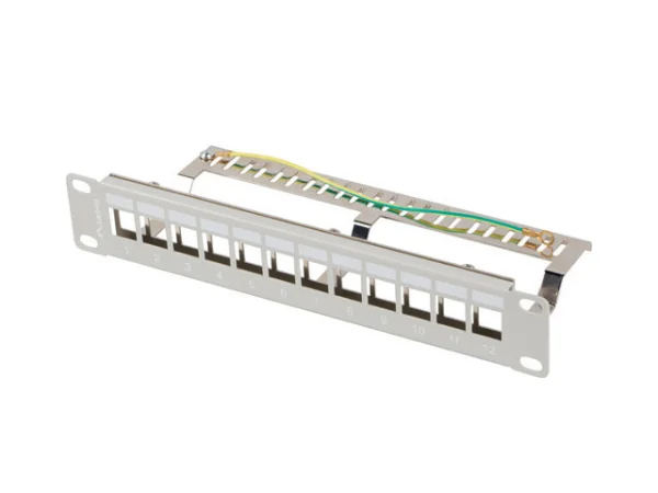 PATCH PANEL 12 PORTŮ 1U 19" FTP PRO MODULY KEYSTONE ŠEDÝ  V2