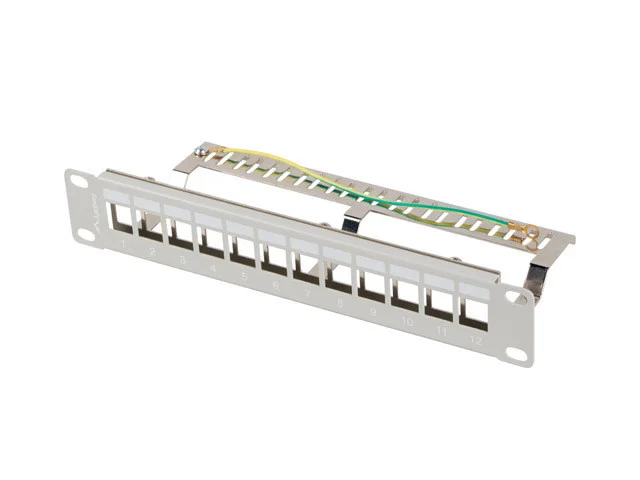 PATCH PANEL 12 PORTŮ 1U 19" FTP PRO MODULY KEYSTONE ŠEDÝ  V2
