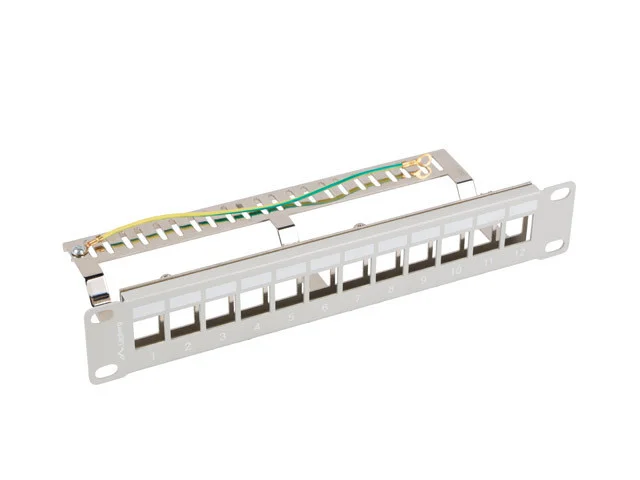 PATCH PANEL 12 PORTŮ 1U 19" FTP PRO MODULY KEYSTONE ŠEDÝ  V2
