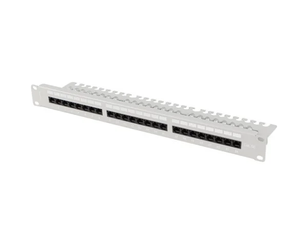 PATCH PANEL 24 PORTŮ 1U 19" CAT.5E UTP S POLICÍ ŠEDÝ