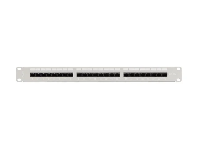 PATCH PANEL 24 PORTŮ 1U 19" CAT.5E UTP S POLICÍ ŠEDÝ