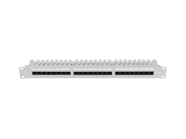 PATCH PANEL 24 PORTŮ 1U 19" CAT.5E UTP S POLICÍ ŠEDÝ