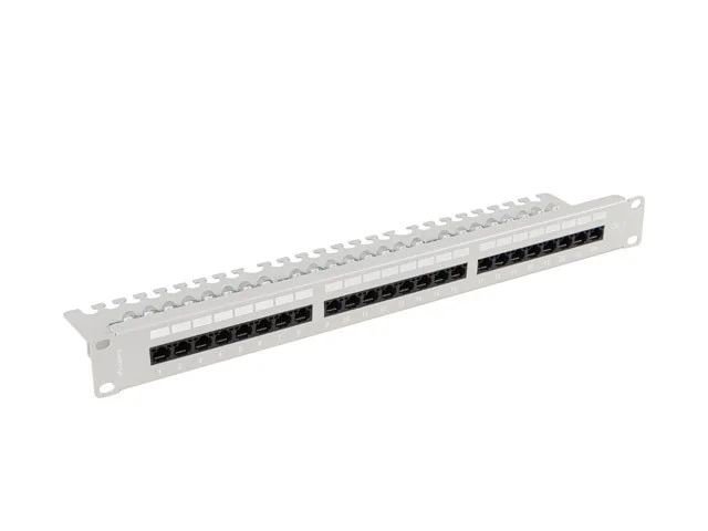 PATCH PANEL 24 PORTŮ 1U 19" CAT.6 UTP S POLICÍ ŠEDÝ