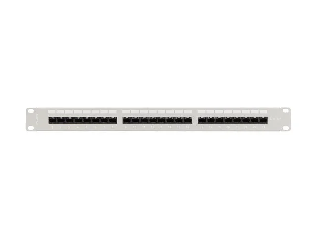 PATCH PANEL 24 PORTŮ 1U 19" CAT.6A UTP S POLICÍ ŠEDÝ