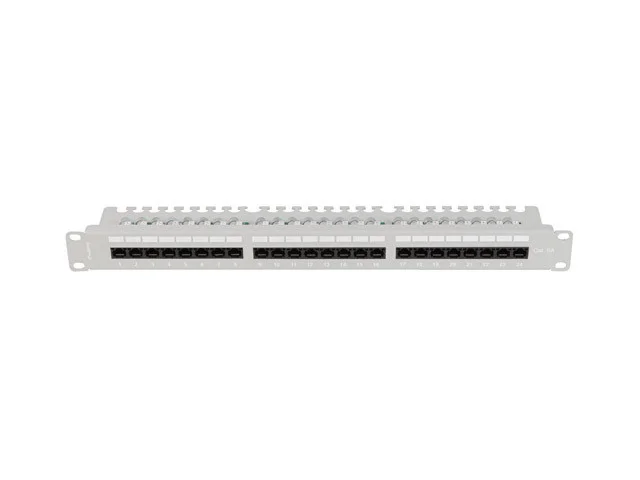 PATCH PANEL 24 PORTŮ 1U 19" CAT.6A UTP S POLICÍ ŠEDÝ
