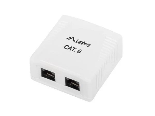 KRABICE PRO POVRCHOVOU MONTÁŽ CAT.6 UTP NESTÍNĚNÁ 2X RJ45 BÍLÁ