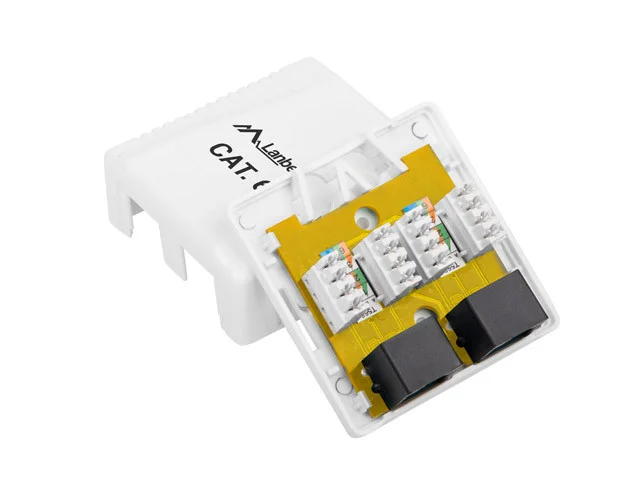 KRABICE PRO POVRCHOVOU MONTÁŽ CAT.6 UTP NESTÍNĚNÁ 2X RJ45 BÍLÁ