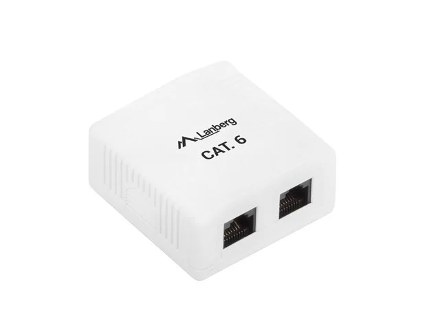 KRABICE PRO POVRCHOVOU MONTÁŽ CAT.6 UTP NESTÍNĚNÁ 2X RJ45 BÍLÁ