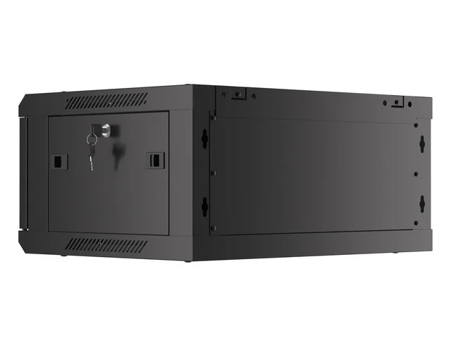 RACKOVÁ SKŘÍŇ 19" NÁSTĚNNÁ 4U/600X450 (FLAT PACK) S PROSKLENÝMI DVEŘMI ČERNÁ  V2