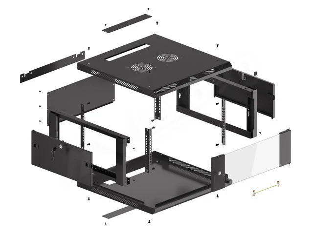 RACKOVÁ SKŘÍŇ 19" PRO MONTÁŽ NA STĚNU 4U/600X600 (FLAT PACK) V2 ČERNÁ