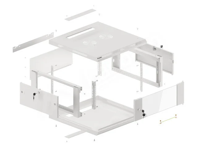 RACKOVÁ SKŘÍŇ 19" PRO MONTÁŽ NA STĚNU 4U/600X600 (FLAT PACK) V2 ŠEDÁ