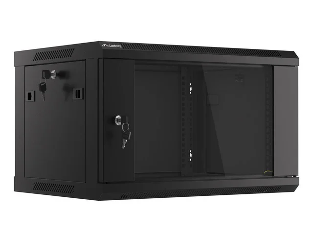 19" RACKOVÁ SKŘÍŇ PRO MONTÁŽ NA STĚNU 6U/600X450 (FLAT PACK) S PROSKLENÝMI DVEŘMI ČERNÁ  V2