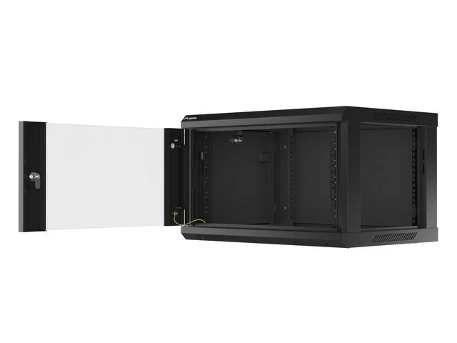 19" RACKOVÁ SKŘÍŇ PRO MONTÁŽ NA STĚNU 6U/600X450 (FLAT PACK) S PROSKLENÝMI DVEŘMI ČERNÁ  V2