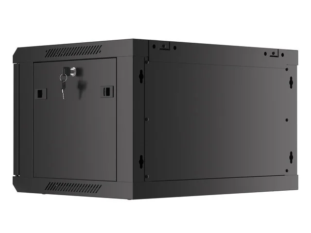19" RACKOVÁ SKŘÍŇ PRO MONTÁŽ NA STĚNU 6U/600X450 (FLAT PACK) S PROSKLENÝMI DVEŘMI ČERNÁ  V2