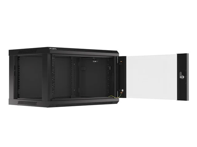 19" RACKOVÁ SKŘÍŇ PRO MONTÁŽ NA STĚNU 6U/600X450 (FLAT PACK) S PROSKLENÝMI DVEŘMI ČERNÁ  V2