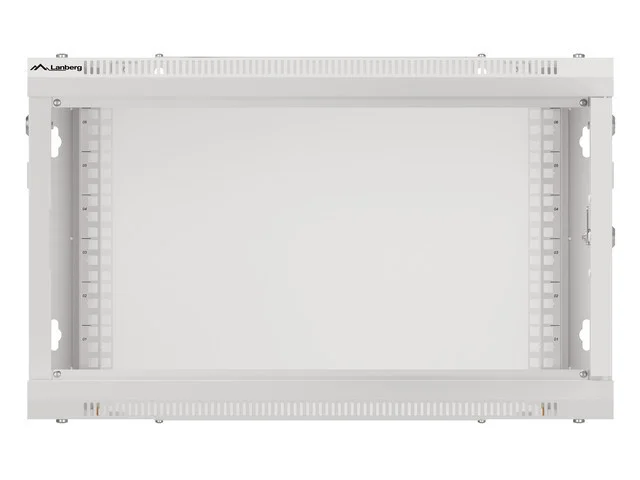 19" RACKOVÁ SKŘÍŇ PRO MONTÁŽ NA STĚNU 6U/600X600 (FLAT PACK) S PROSKLENÝMI DVEŘMI ŠEDÁ  V2