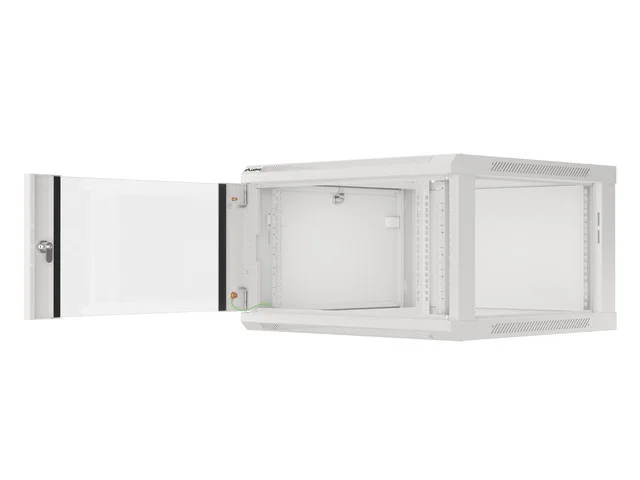 19" RACKOVÁ SKŘÍŇ PRO MONTÁŽ NA STĚNU 6U/600X600 (FLAT PACK) S PROSKLENÝMI DVEŘMI ŠEDÁ  V2